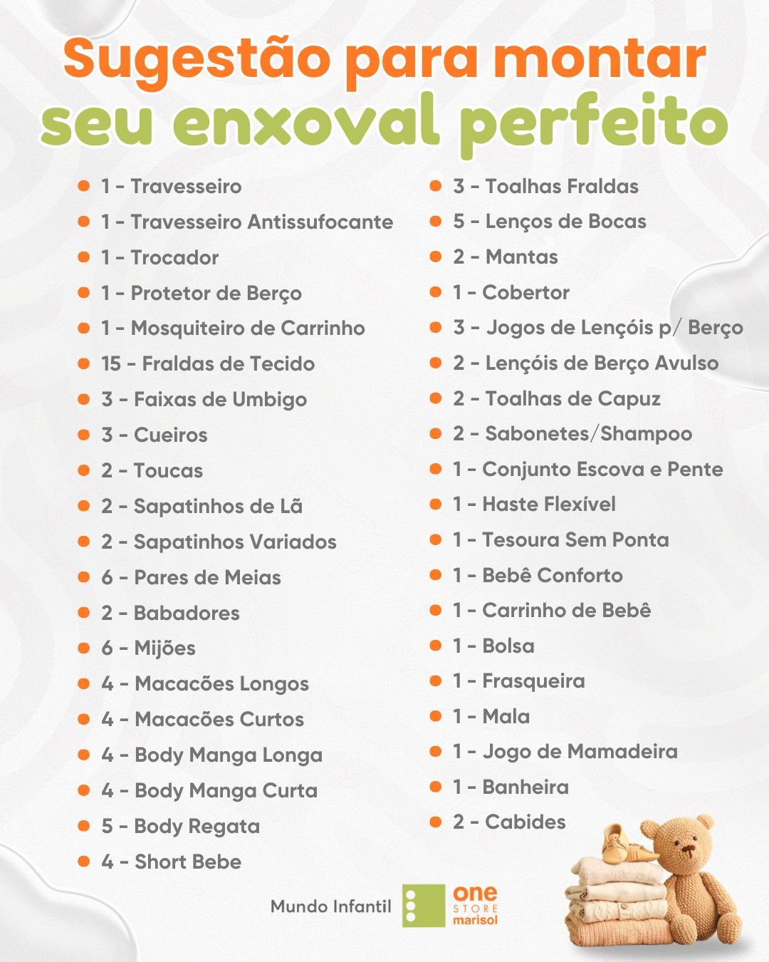 Sugestão para montar seu enxoval perfeito