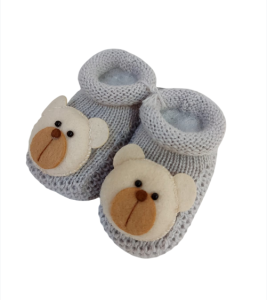 SAPATINHO DE TRICÔ LUMAR BABY URSO CINZA