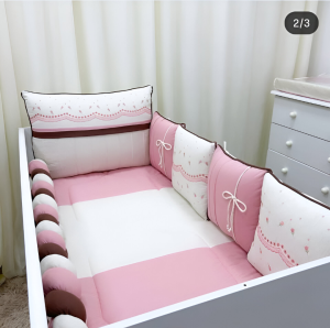 KIT BERÇO 11 PEÇAS ESMERALDA AMOR TULIPA ROSA 6994