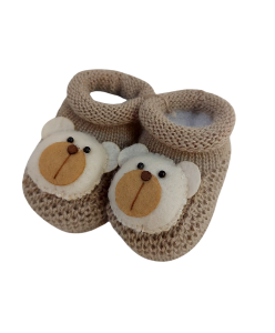 SAPATINHO DE TRICÔ MASCULINO URSO BEGE