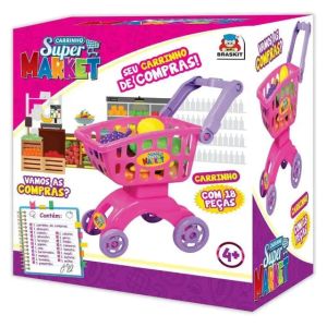 CARRINHO DE COMPRAS ROSA SUPER MARKET BRASKIT 8704
