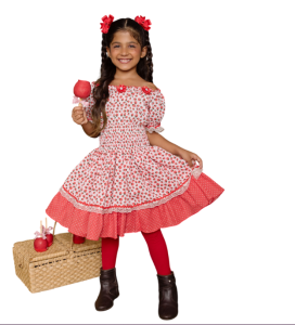 VESTIDO JUNINO LASTEZ MORANGUINHOS SER GAROTA
